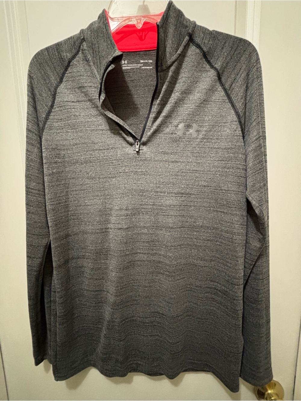 Under Armour Heather Gray and Red Quarter-Zip Performance Top
